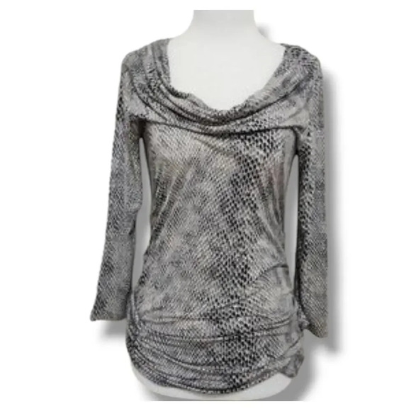 Rose & Olive women's snakeskin print long sleeves draped neckline Blouse - med - Picture 1 of 7
